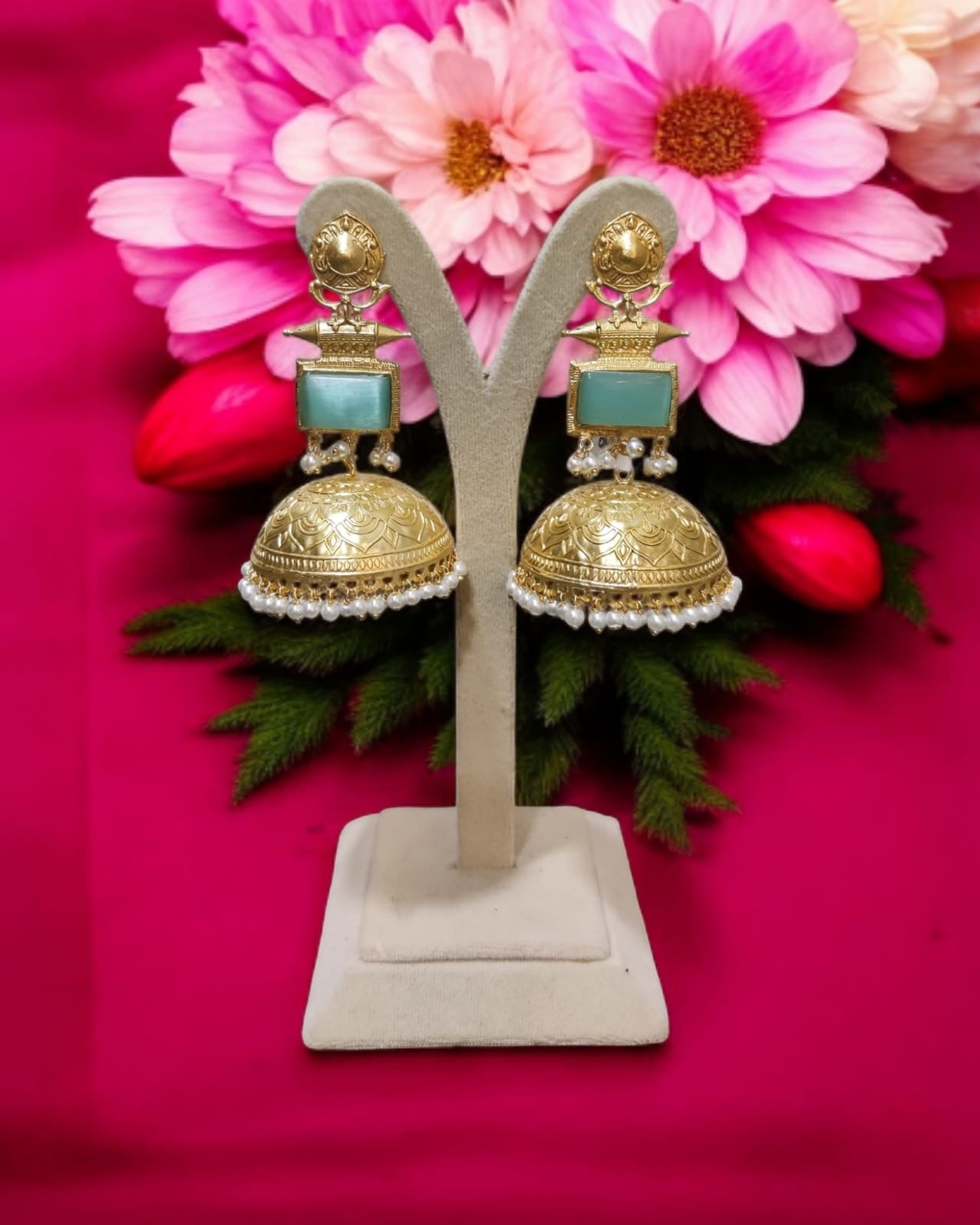 Mint Jhumka  Earrings