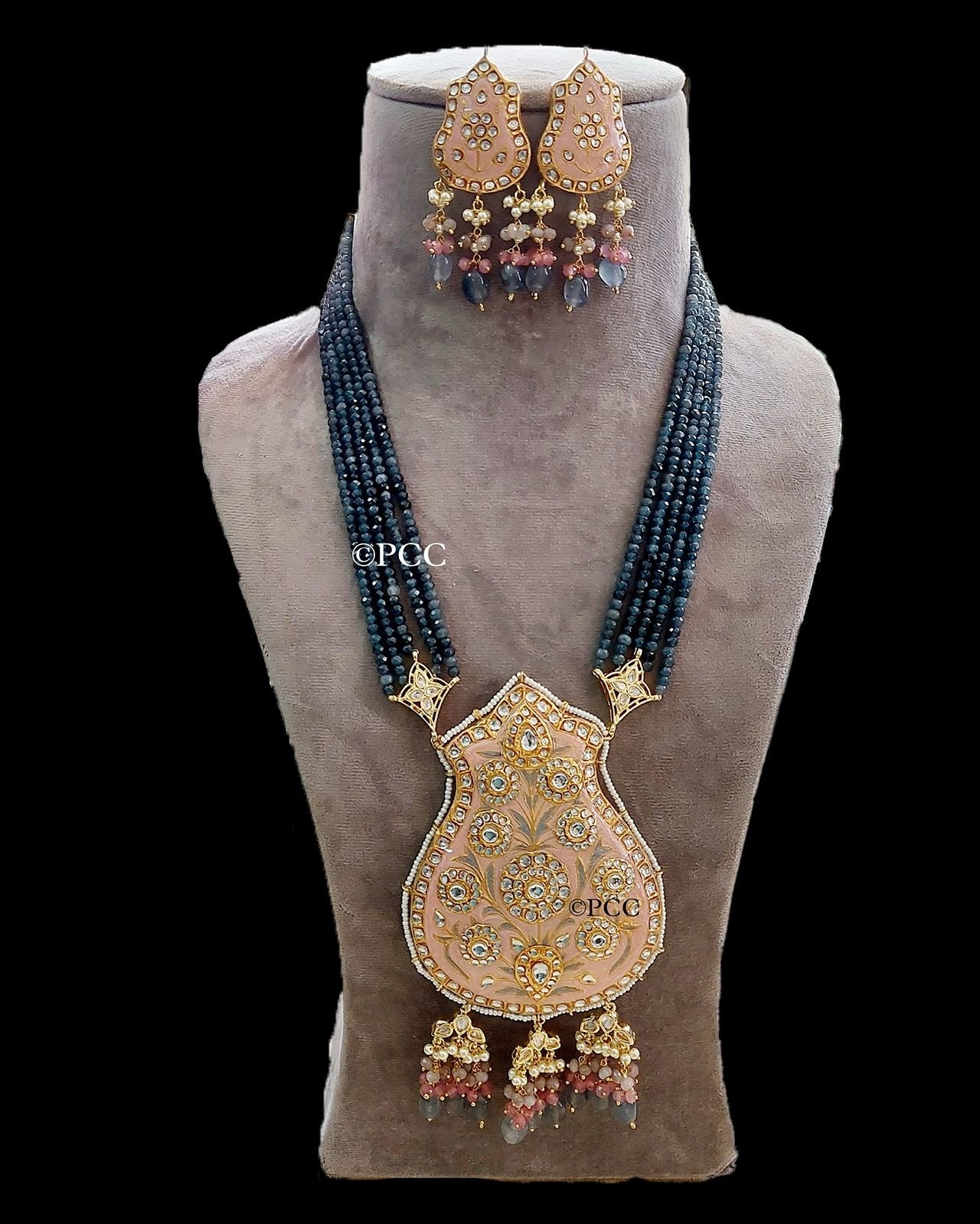 Long Kundan Beads Necklace Set