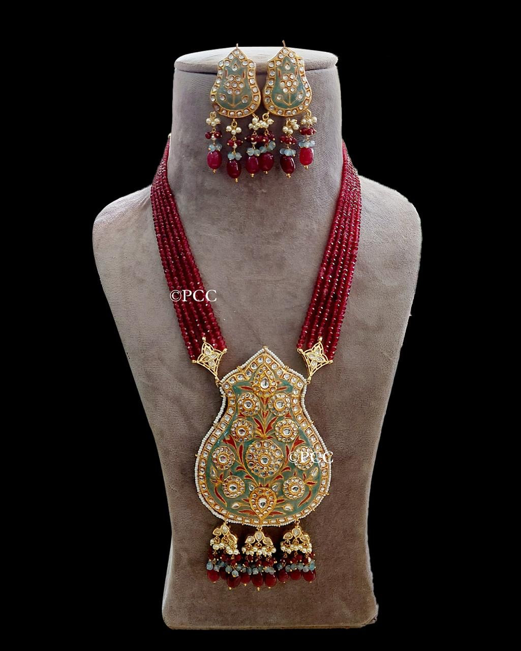 Long Kundan Beads Necklace Set