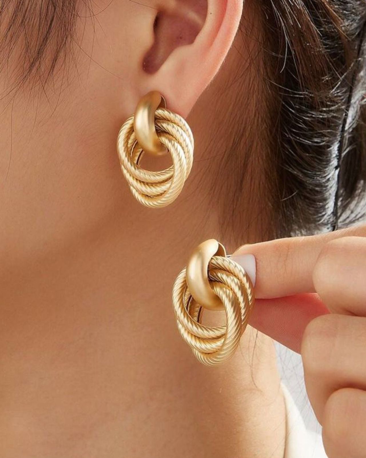 Twist Design Clip Earrings