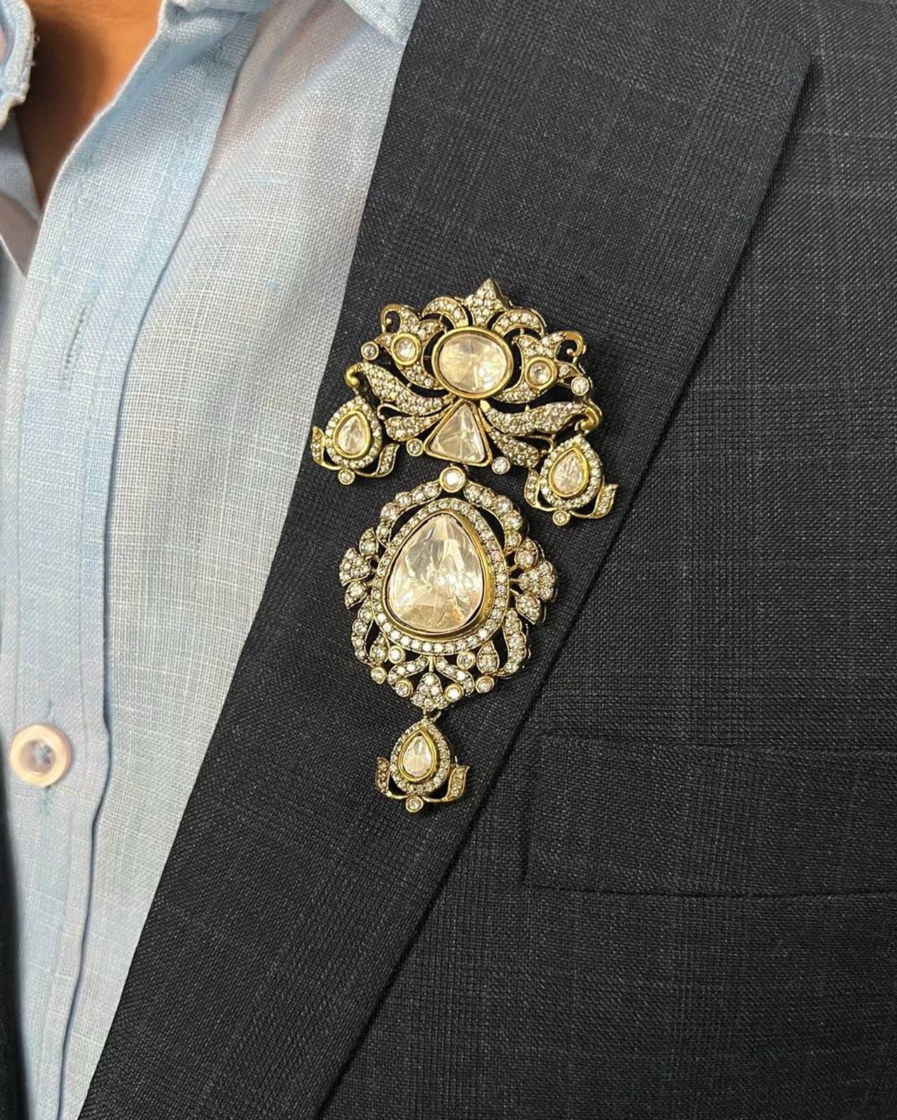 Victorian Polki Mens Brooch