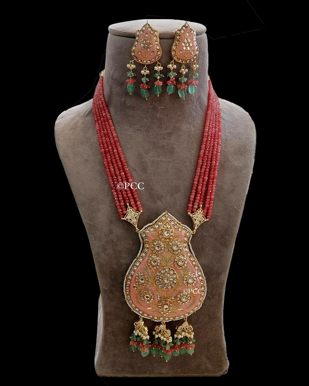 Long Kundan Beads Necklace Set