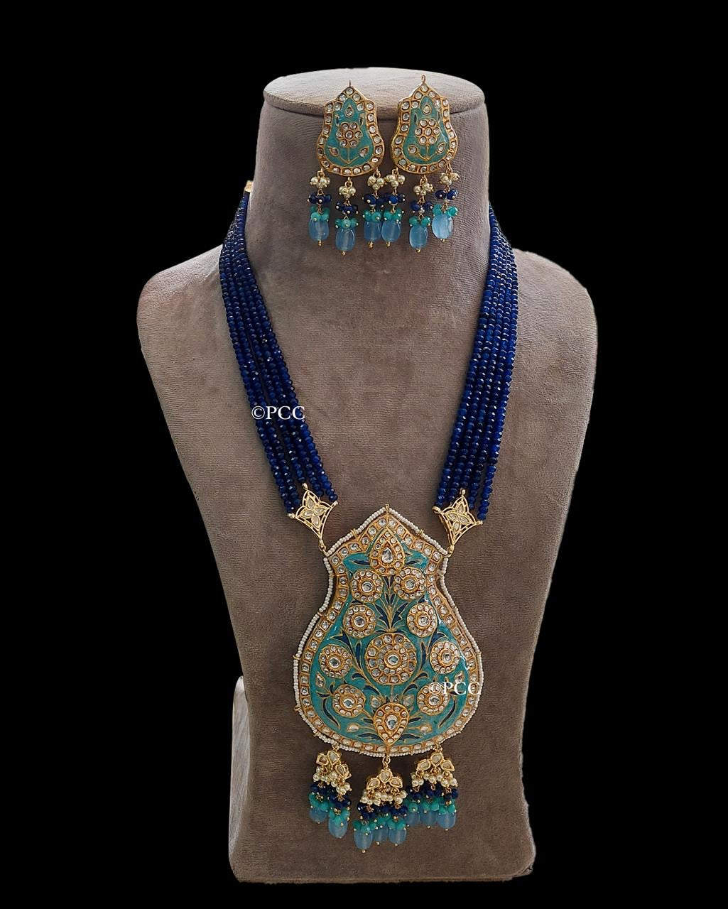 Long Kundan Beads Necklace Set