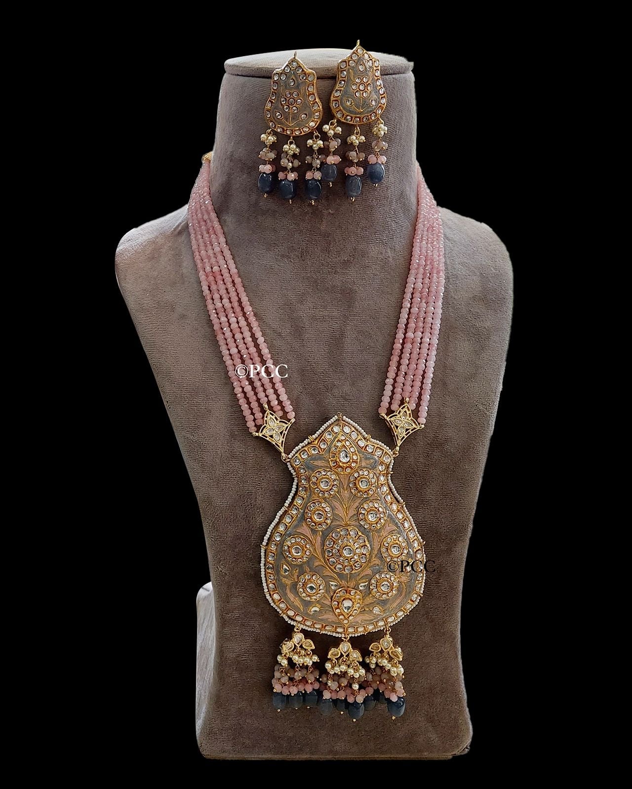 Long Kundan Beads Necklace Set