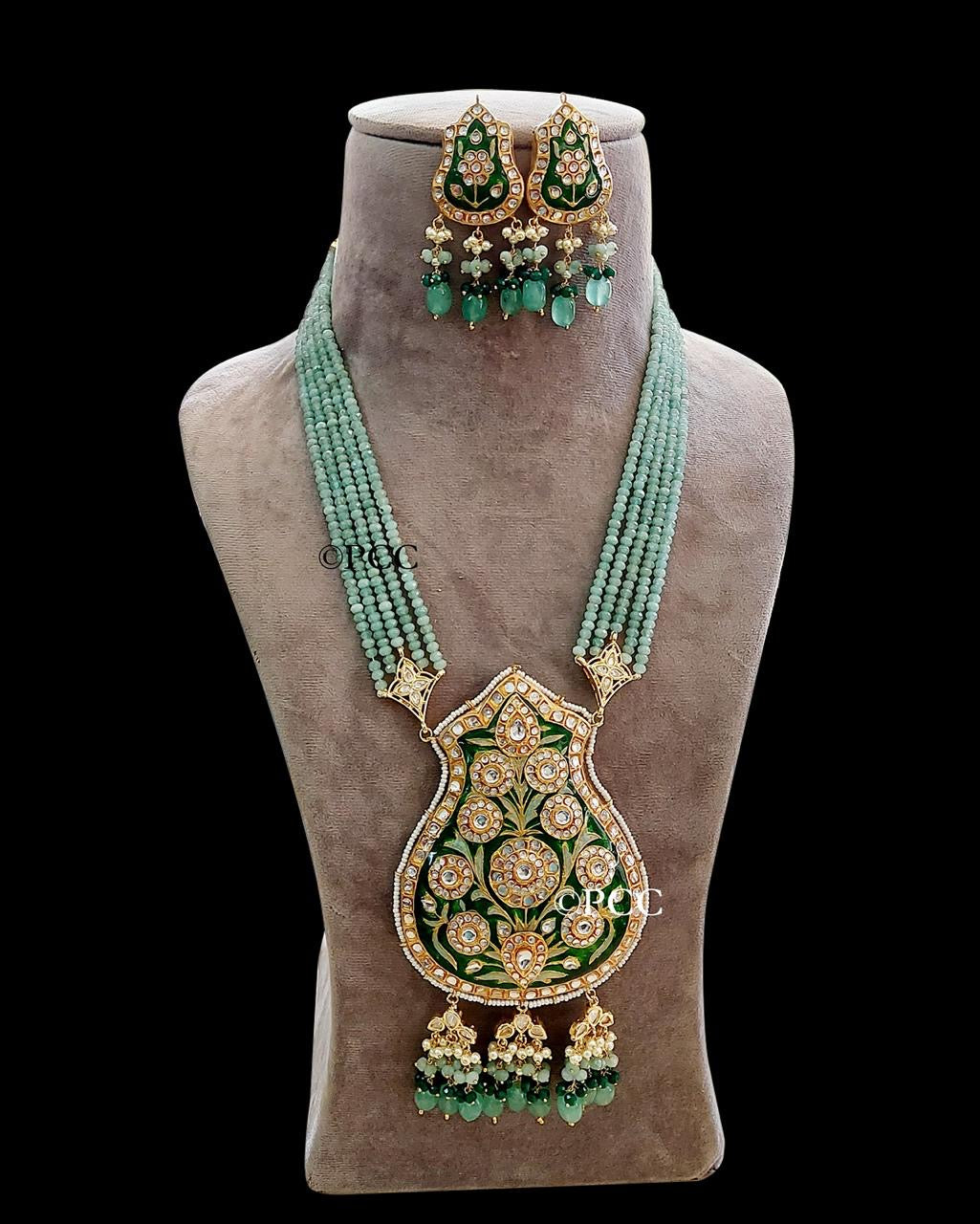 Long Kundan Beads Necklace Set