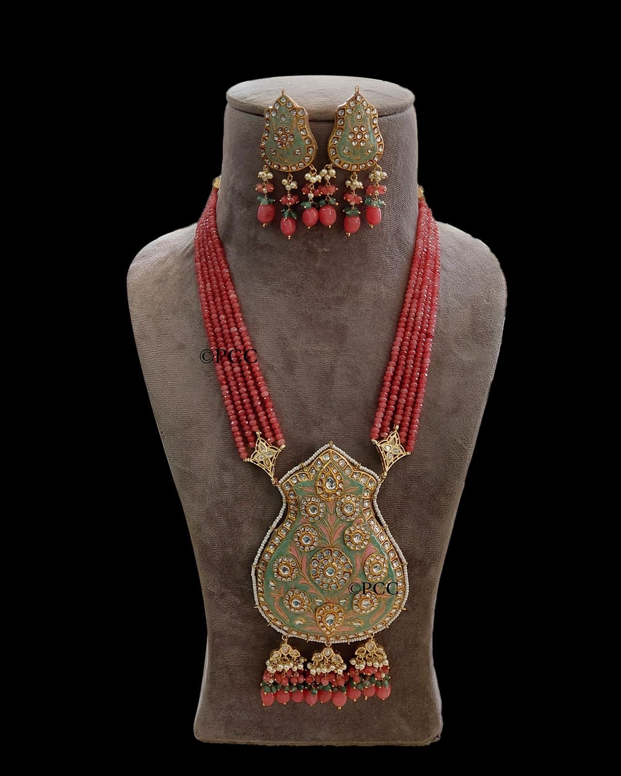 Long Kundan Beads Necklace Set