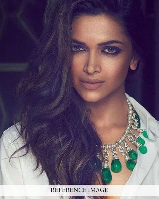 Deepika Padukone Inspired Emerald Diamond Necklace Set