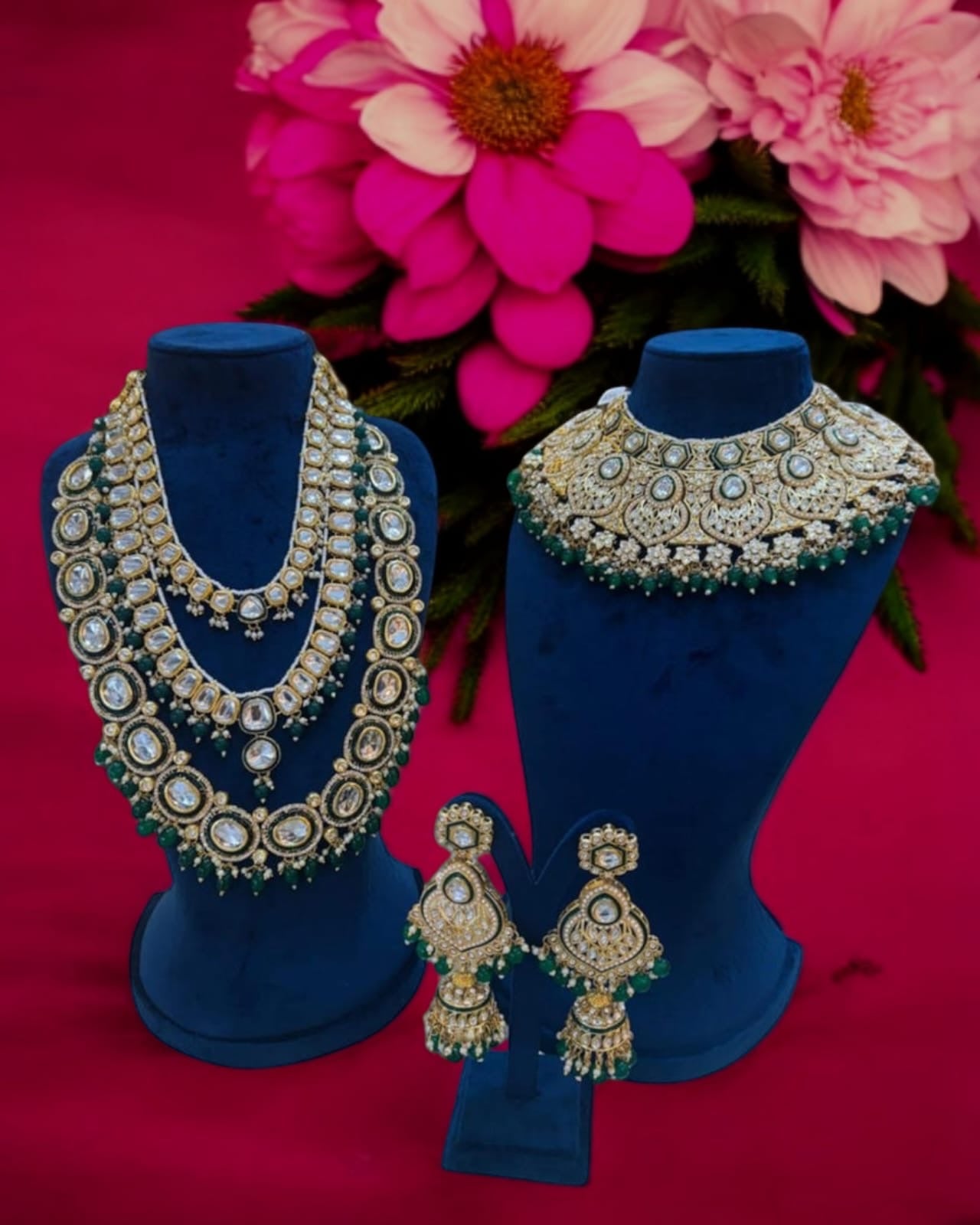 Kundan Polki Bridal Choker & Long Necklace Set