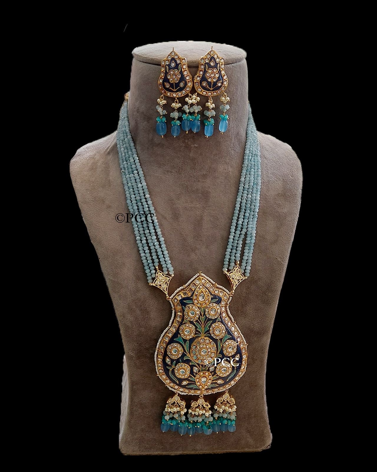 Long Kundan Beads Necklace Set