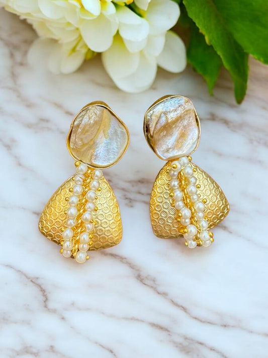 Pearl Brass Earrings