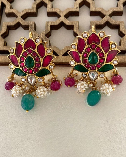Lotus Kundan Earrings