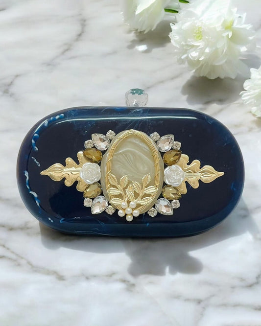 Blue Designer Resin Clutch