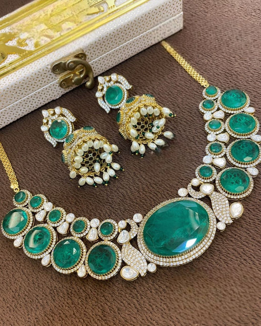 Emerald Doublets Stone Necklace Set