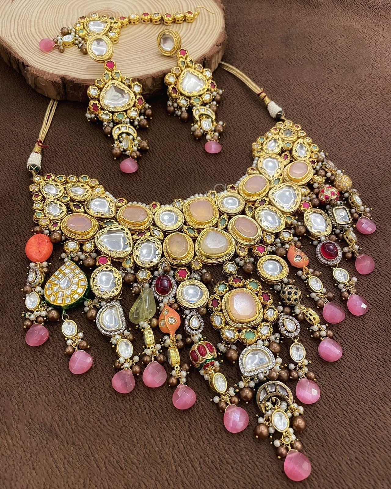 Indian Jewellery Bollywood Wedding Bridal Jodha Akbar Kundan Necklace Set Sabyasachi Inspired Deepika Padukone Jewelry newest Choker Maroon Color