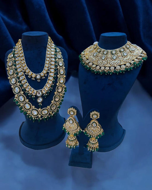 Kundan Polki Bridal Choker & Long Necklace Set