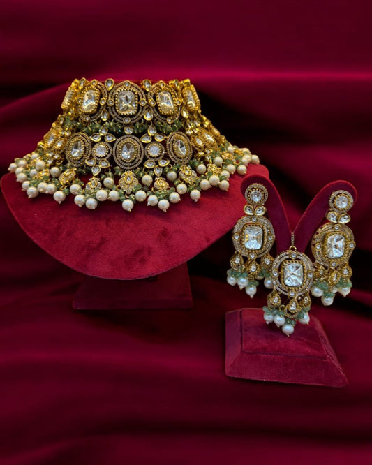 Moissanite Polki Kundan Traditional Bridal Necklace Set