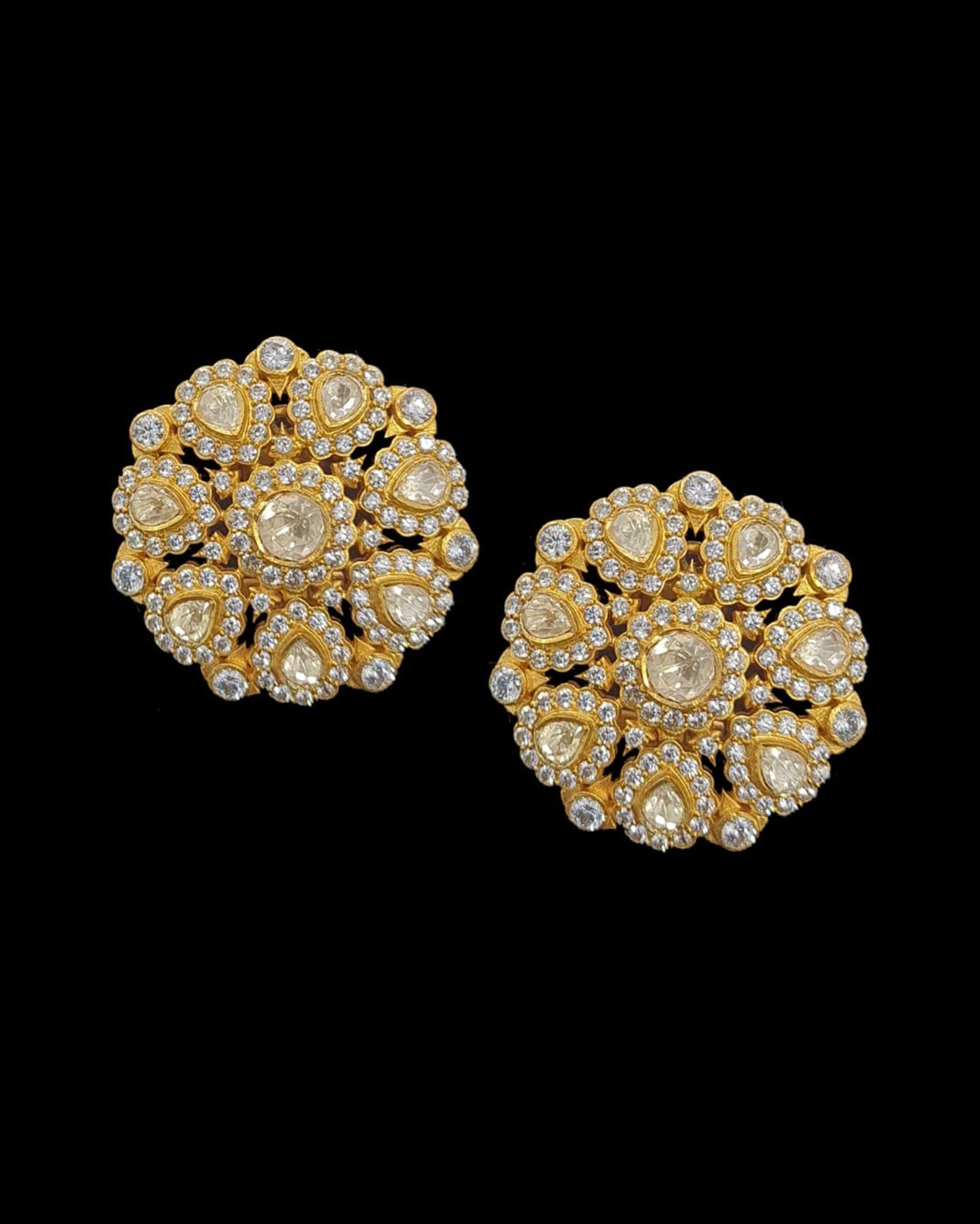 Brass Stud Earring Kundan Tops Earring with Gold Plating 300291 at Rs  585/pair in Mumbai