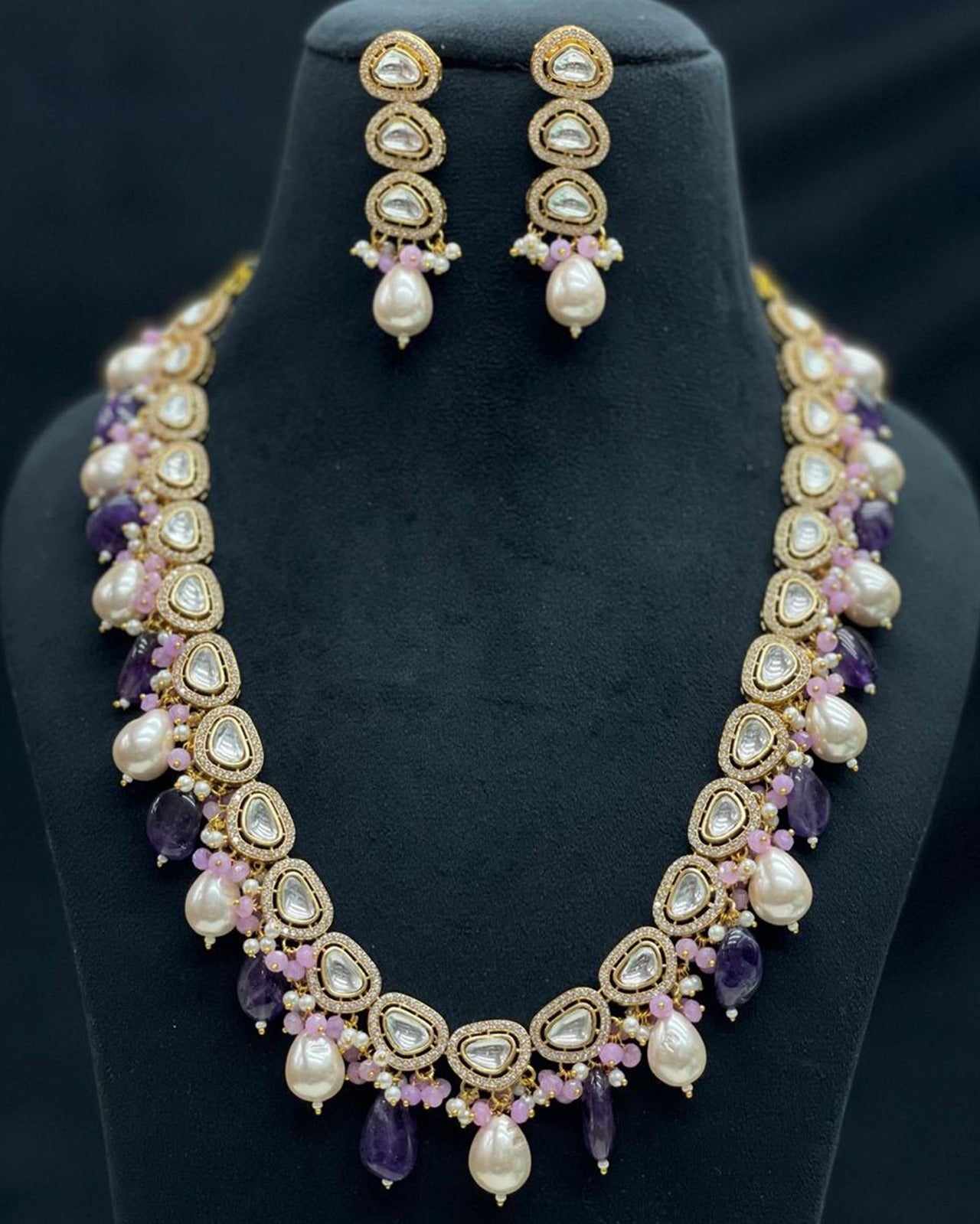 Long Kundan Pearl Necklace