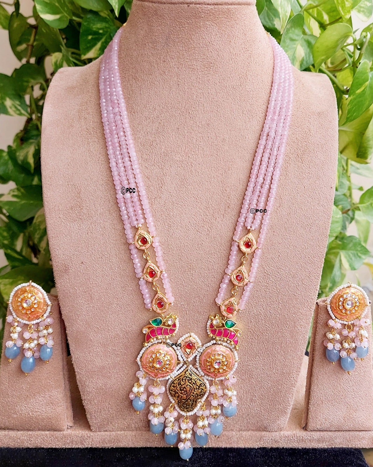 Floral Design Long Necklace Set