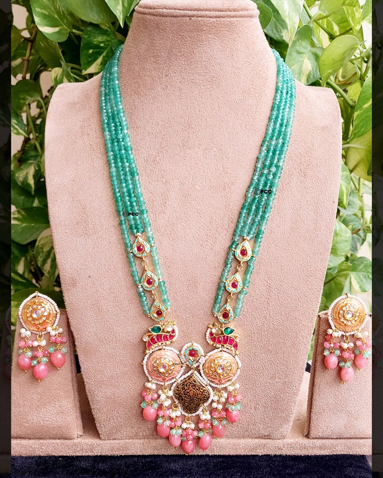 Floral Design Long Necklace Set