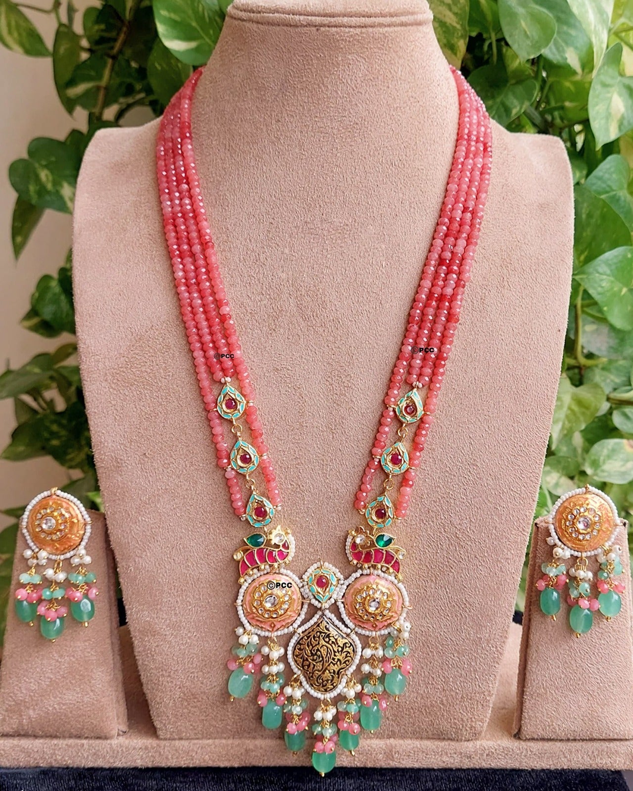 Floral Design Long Necklace Set