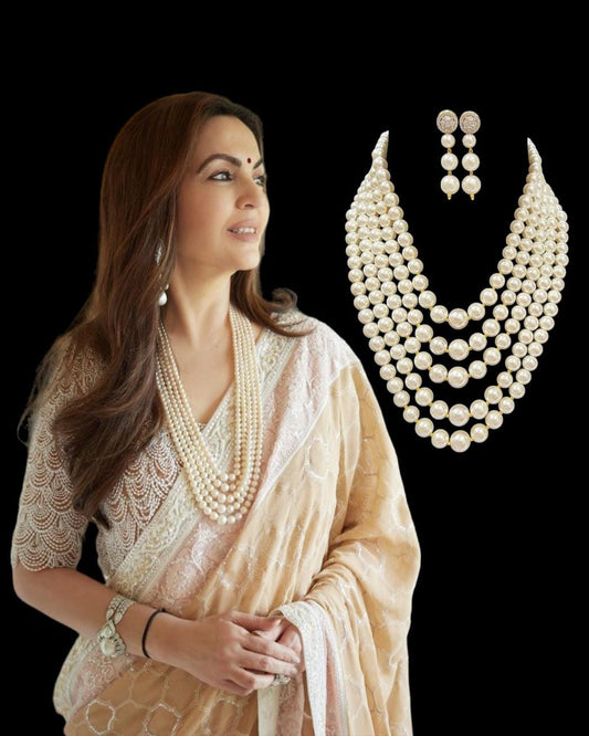 Nita Ambani Inspired Pearl Necklace Set
