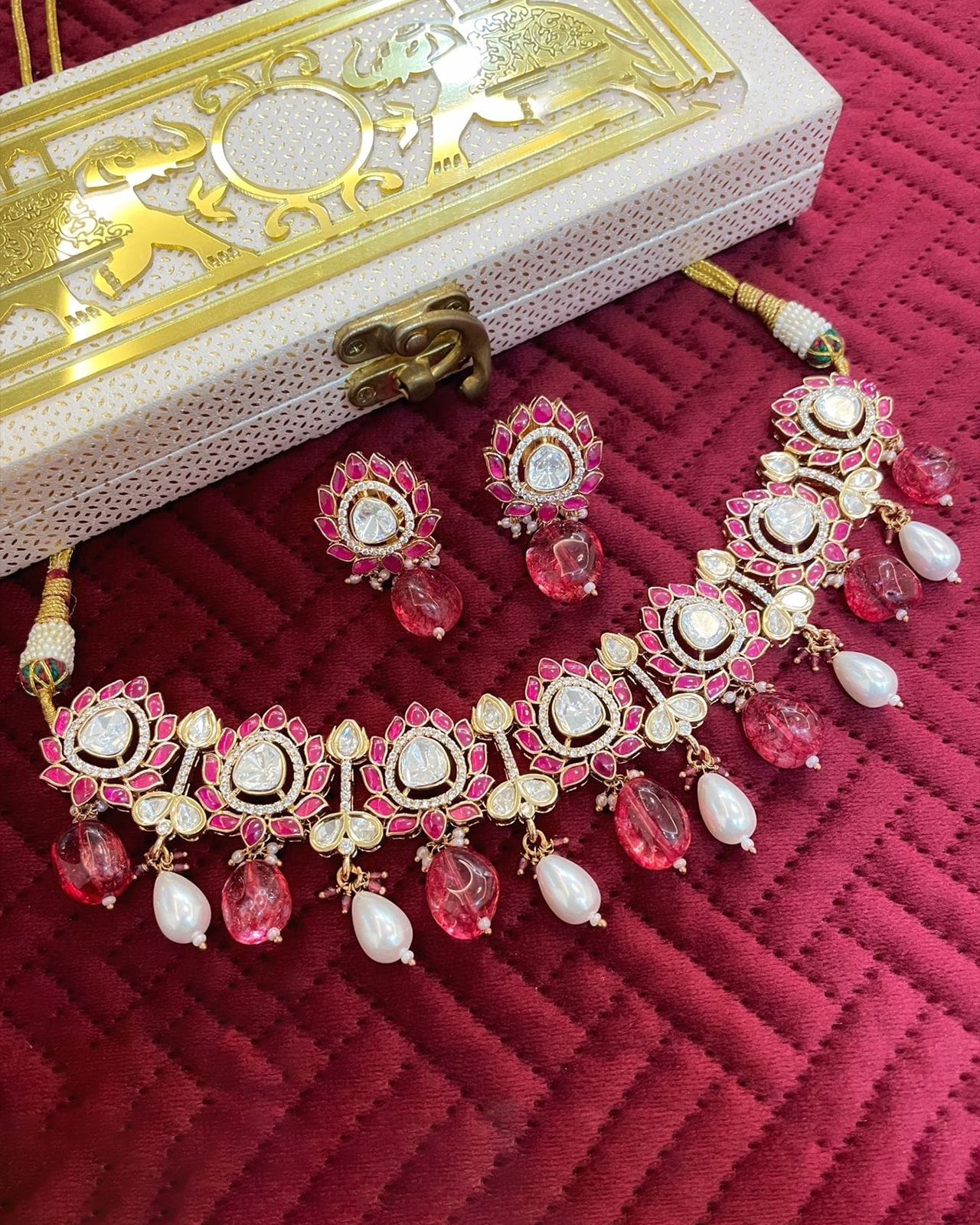 Kundan Studded Pearl Choker Set