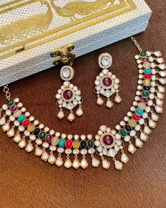 Multicolor Polki Kundan Traditional Set