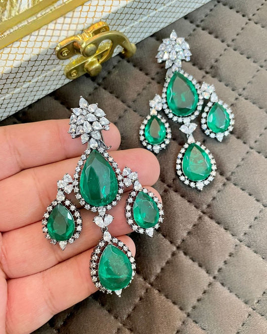 Emerald Drop Statement Earrings