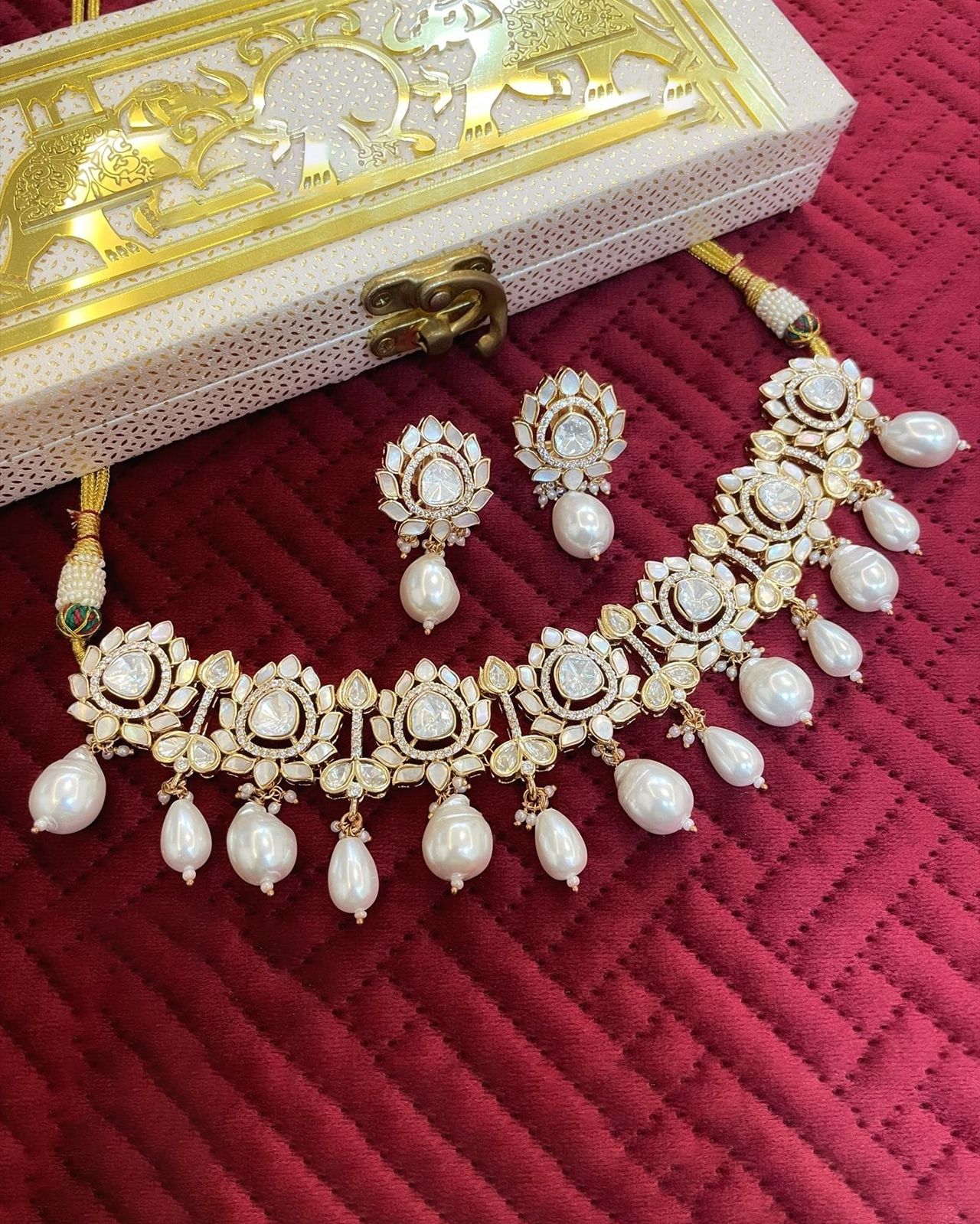 Kundan Studded Pearl Choker Set