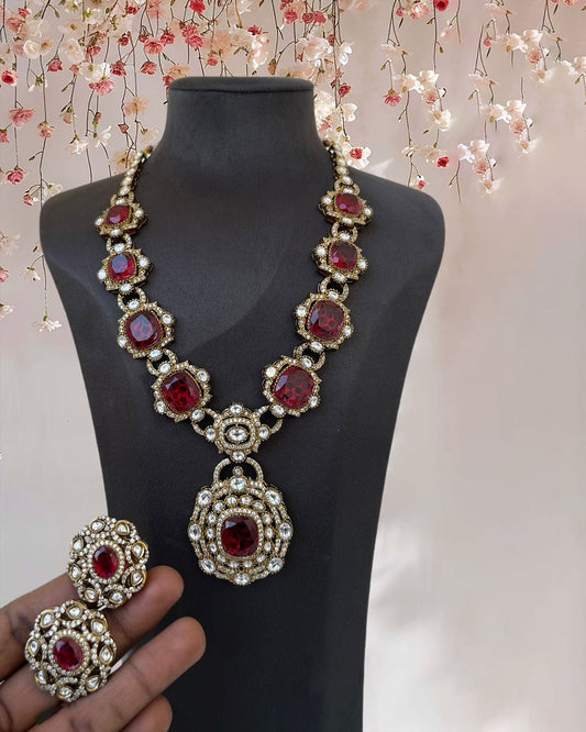 Fine Doublet Stone Long Necklace Set