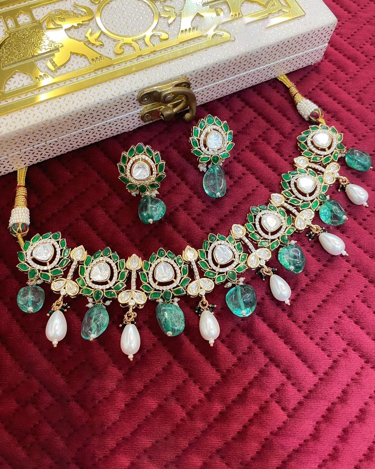 Kundan Studded Pearl Choker Set