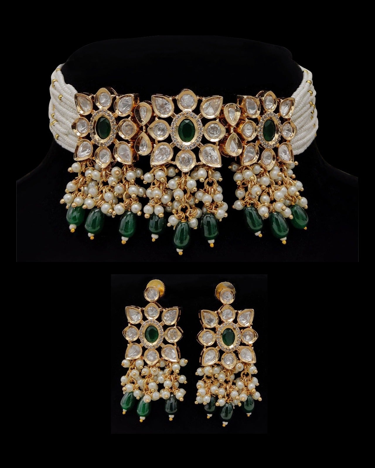 Pure Brass Kundan Choker Set