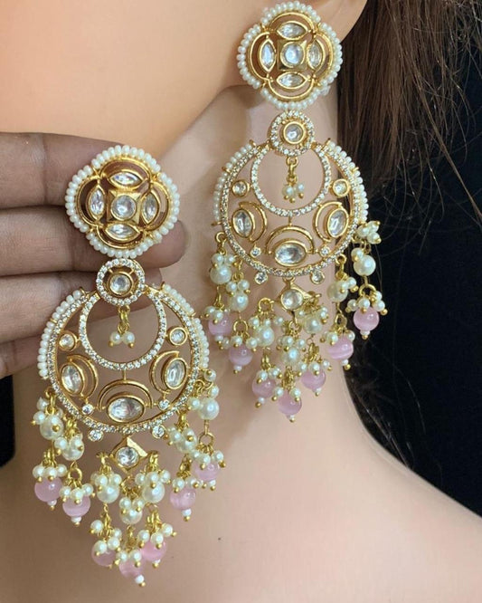 Kundan Pink Earrings