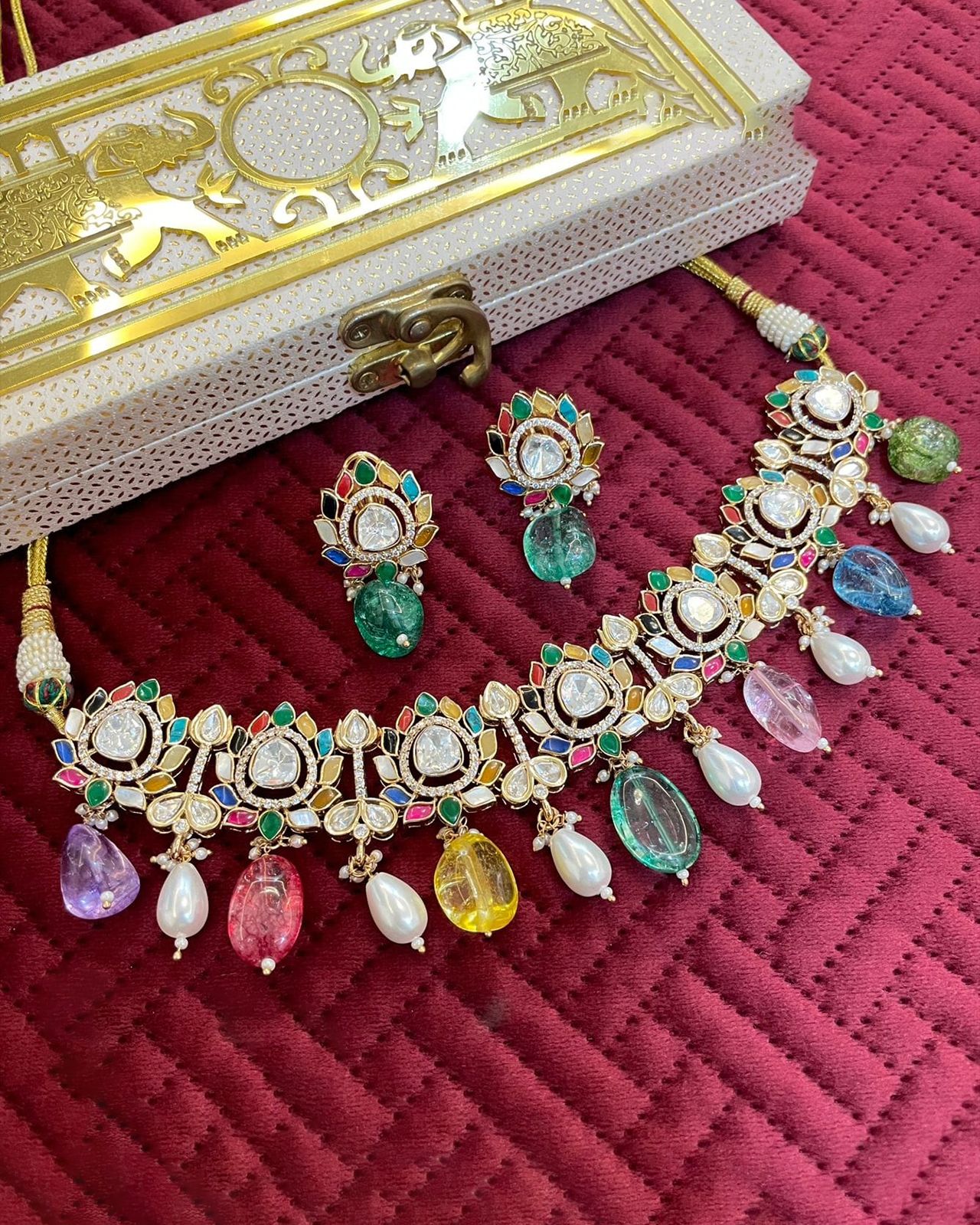 Kundan Studded Pearl Choker Set