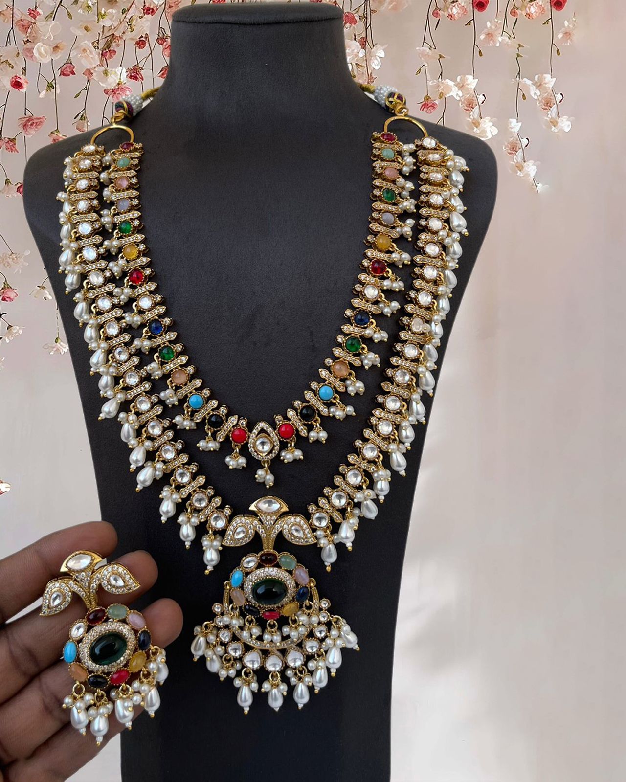 Multicolour Double Layered Necklace Set