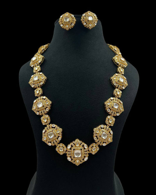 Traditional Long Kundan Necklace Set