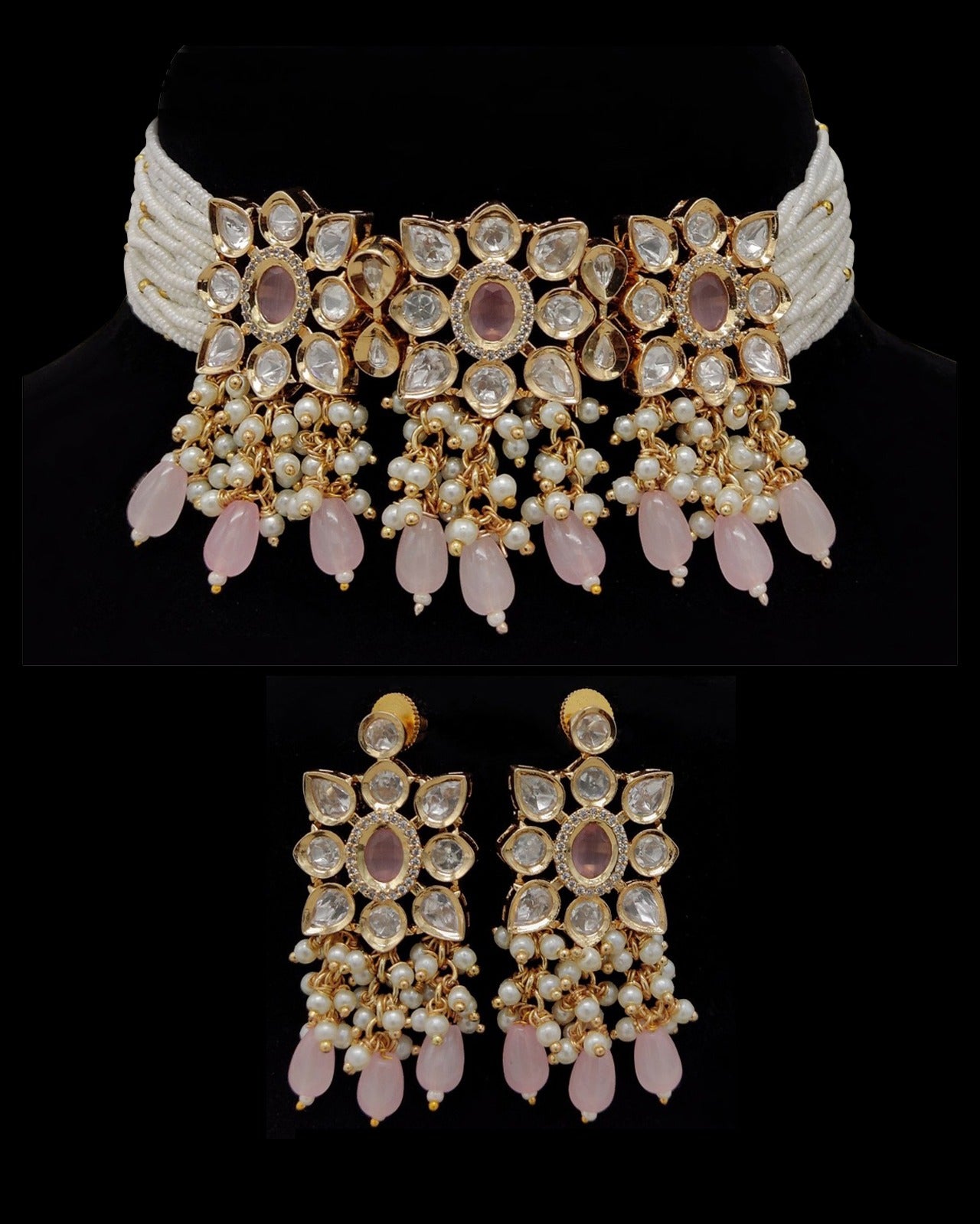 Pure Brass Kundan Choker Set