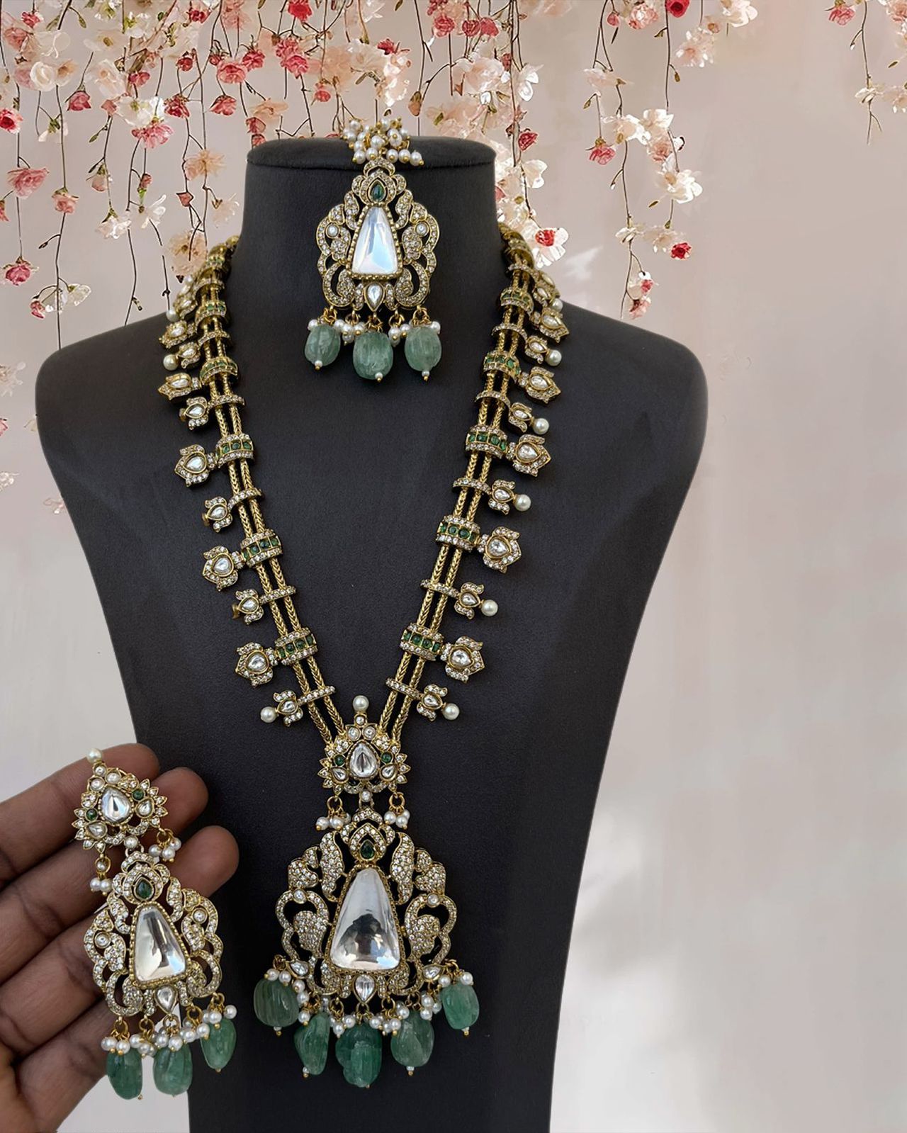 Long Polki Necklace Set