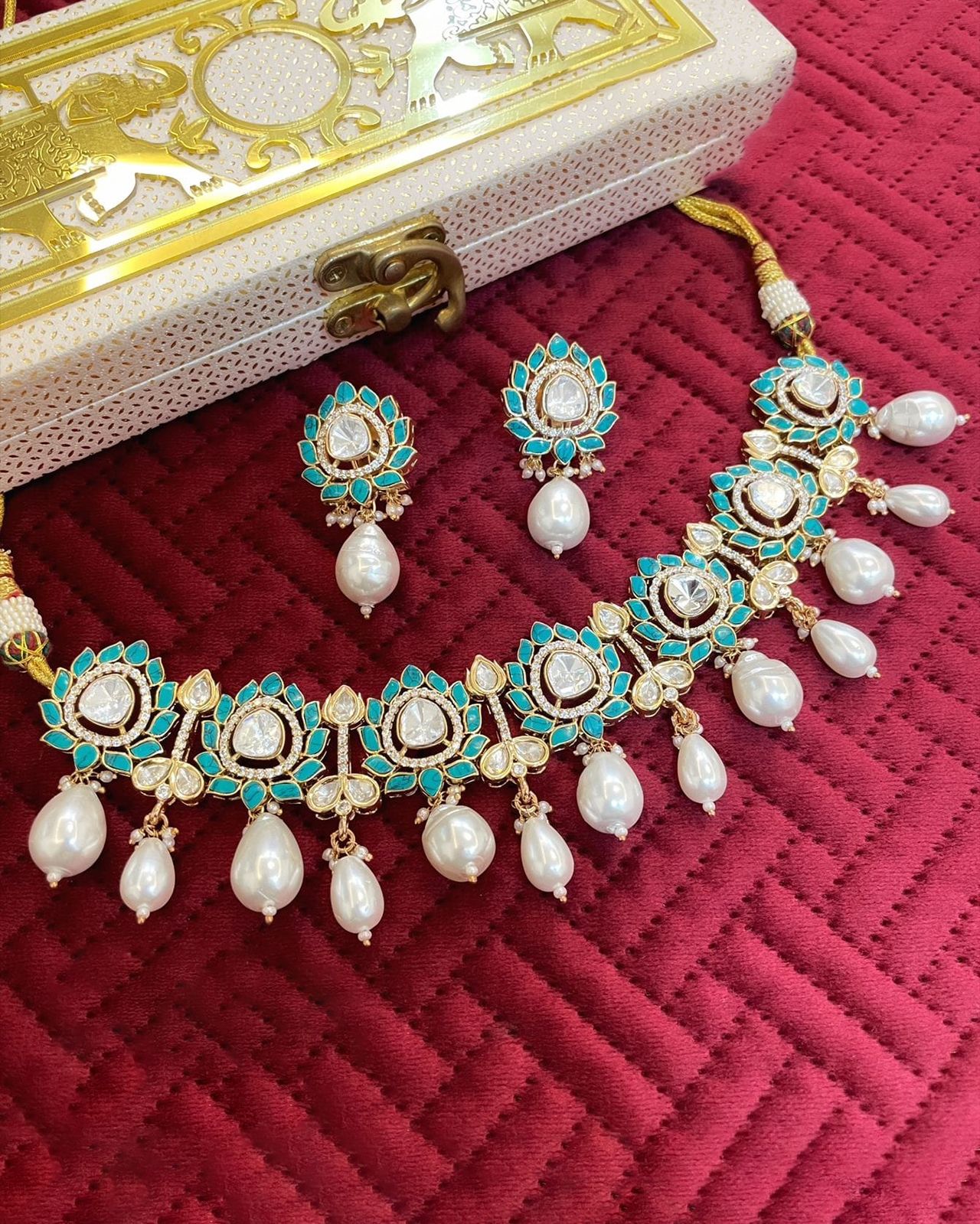 Kundan Studded Pearl Choker Set